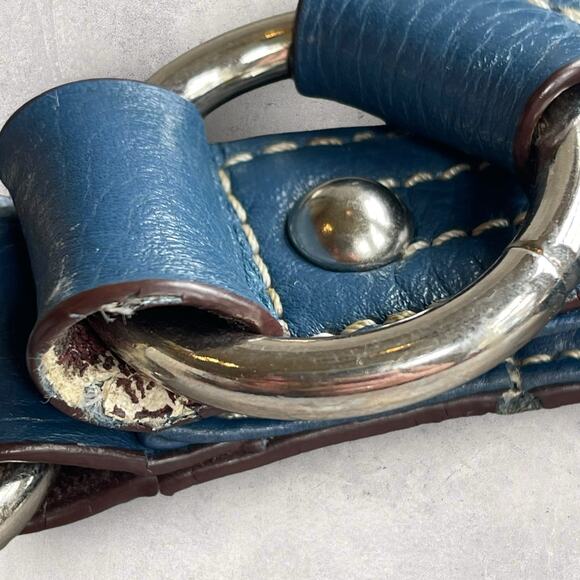 Mia Battina Retro Blue Leather Hand Bag - Picture 4 of 14